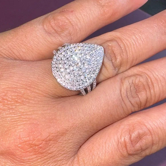 Elegant Silver Teardrop Ring 925 - Picture 3 of 6